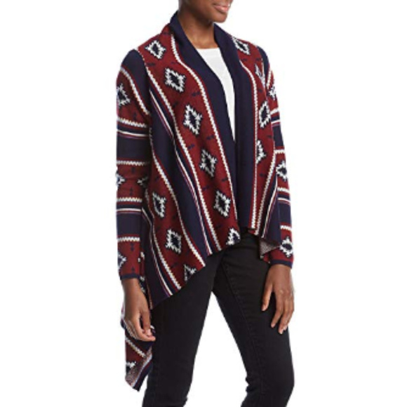 LAST 1! Aztec Print Fly Away Duster Open Front Cardigan - Picture 5 of 5
